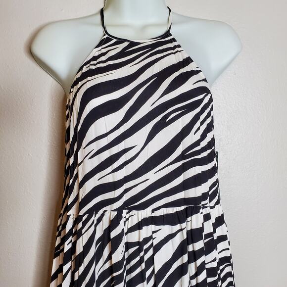 Abound Zebra Print Halter Midi Dress XXS Animal Fall 2025 Trend Edgy Minimalist - Picture 3 of 9